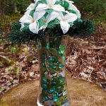 French beaded trillium bouquet with beaded pine branches